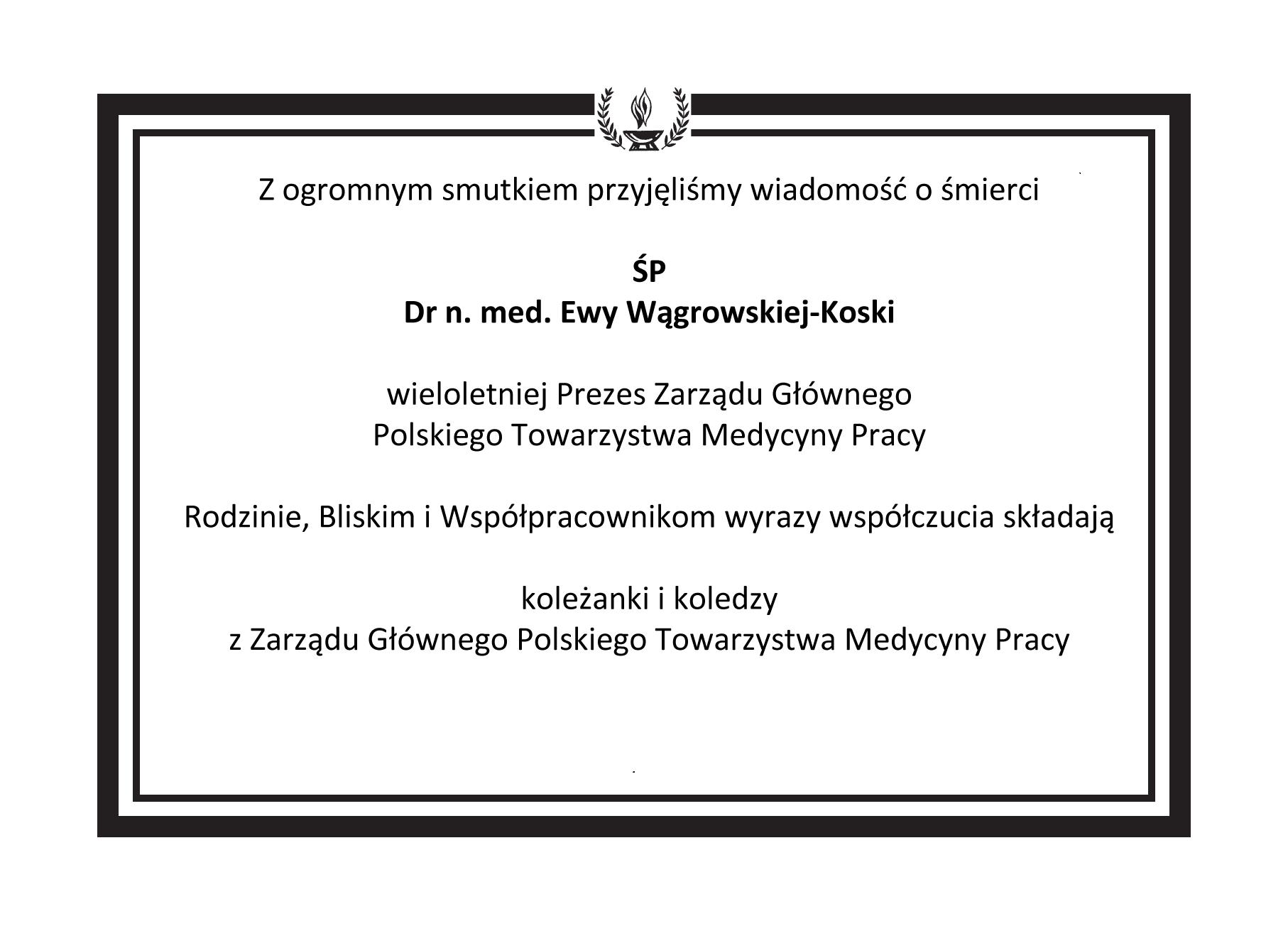 Nekrolog Śp. dr n. med. Ewy Wągrowskiej-Koski